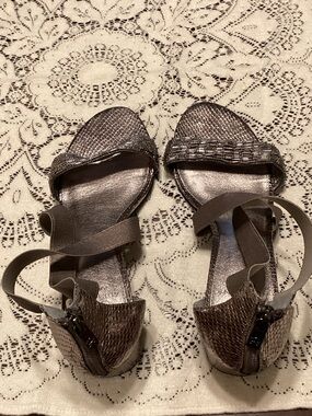 Adrianna Papell Metallic Brown Ankle Wrap Sandals